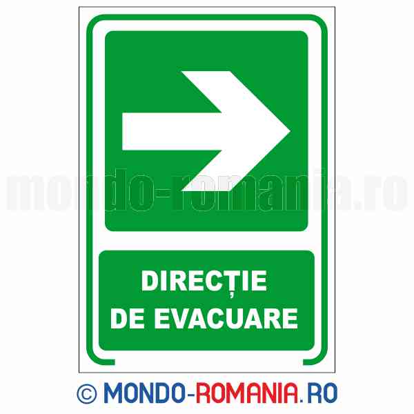 DIRECTIE DE EVACUARE - indicator de securitate de prim ajutor si salvare pentru protectia muncii